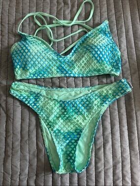 Hurley Mint Aqua Lattice Two-Piece Bikini